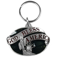 God Bless America Metal Key Chain with Enameled Details